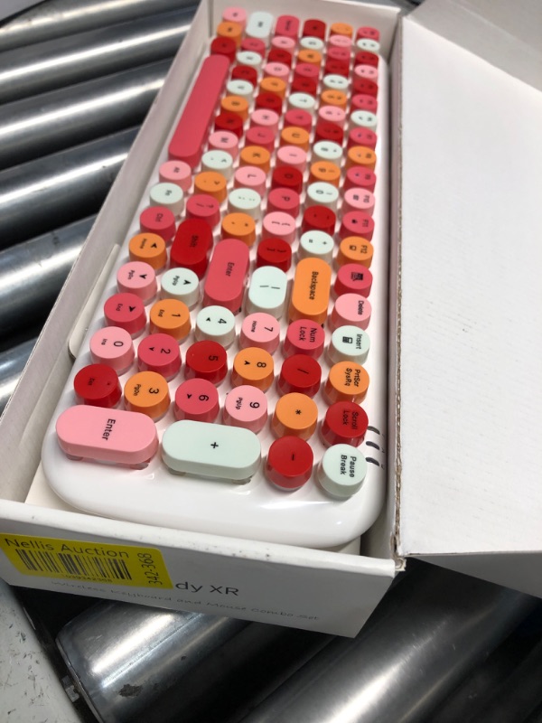 Photo 1 of MOFII Wireless Keyboard and Mouse, Typewriter Full Size Keyboard with Number Pad and 2 in 1 USB Connected Mouse for Mac, Windows 7/8/10, Laptop, Desktop, PC, Computer (White Colorful)