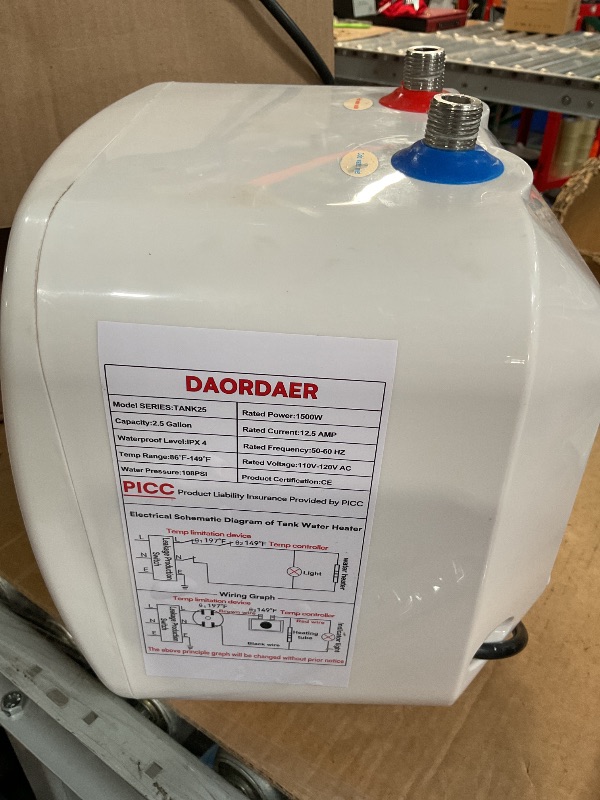 Photo 1 of (Missing hoses)  110/120v 1.5kw Mini Tank Electric Water Heater 2.5 Gallon Compact Under Sink Water Heater Knob Temperature Adjustment