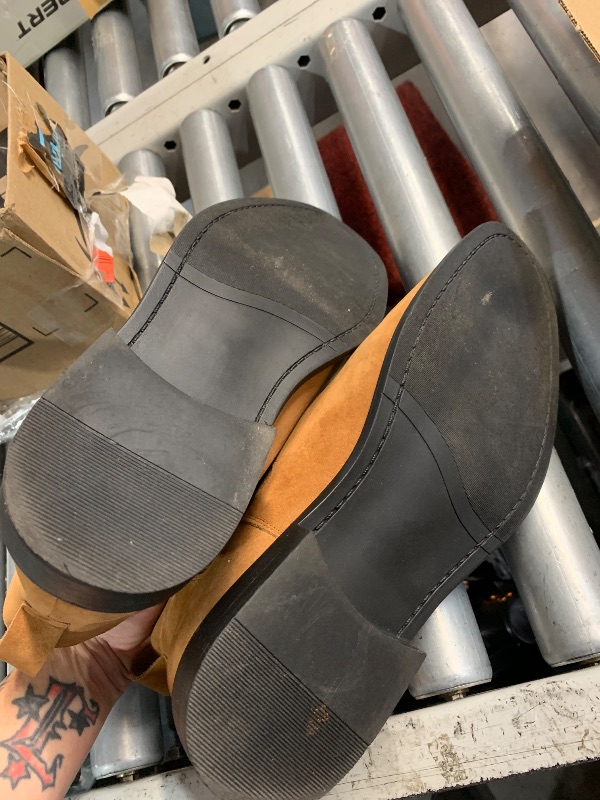 Photo 1 of (SIZE 12) ) (USED/FAIR) Roknemo Mens Suede Chelsea Boots - Classic Slip On Dress Boots with Side Elastic Panels - Comfort Low Cut Ankle Shoes - Brown Suede 10