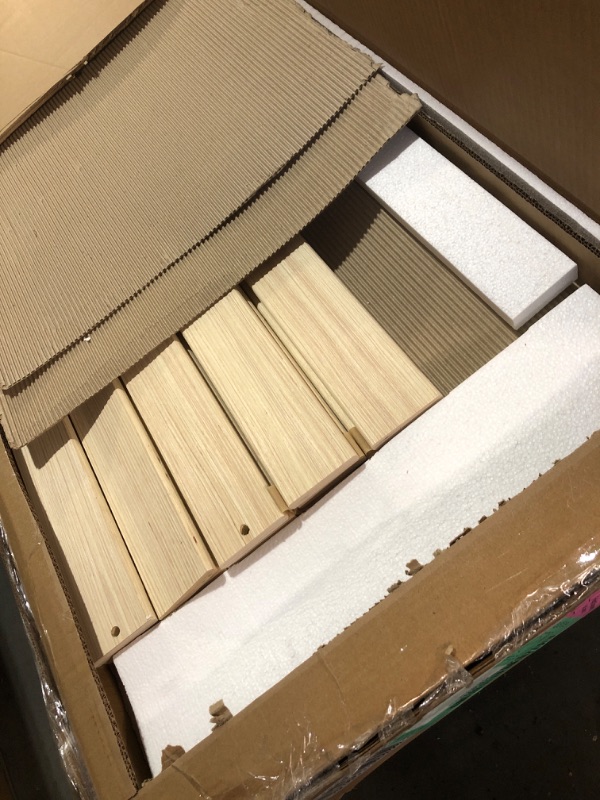 Photo 1 of ** TRUCK/TRAILER PICK UP**  NTC Gem Wooden Bed Frame with Headboard and Natural Rattan, Solid Oak/Rubber Wood Foundation with Silent Slats, 1000 Lb Capacity, Effortless Assembly (Natural Cane - Rustic Oak, King)