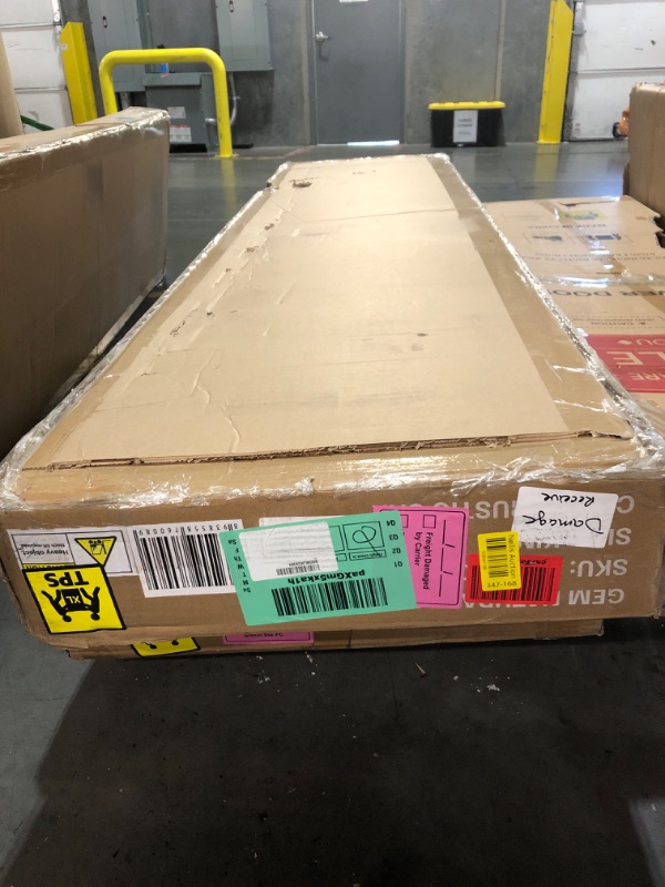 Photo 1 of ** TRUCK/TRAILER PICK UP**  NTC Gem Wooden Bed Frame with Headboard and Natural Rattan, Solid Oak/Rubber Wood Foundation with Silent Slats, 1000 Lb Capacity, Effortless Assembly (Natural Cane - Rustic Oak, King)