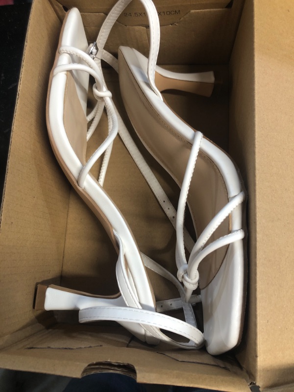 Photo 1 of ***(HEAVILY USED/ MINOR DAMAGE)***LAICIGO Women's Stiletto Kitten Heeled Sandals Square Open Toe Ankle Buckle Strap Slingback Summer Sandals