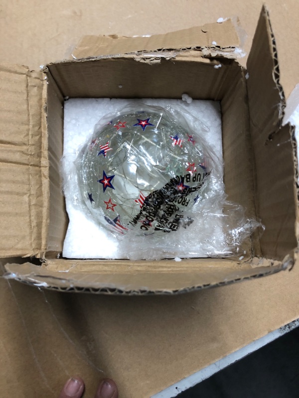 Photo 1 of FRAMICS 4th of July Decoration 4" Independence Day Star Globe Lamp with Timer Patriotic Star Crackle Glass Ball Memorial Day Lighted Decorative Ball Lamp Tabletop LED Light Decor Gift