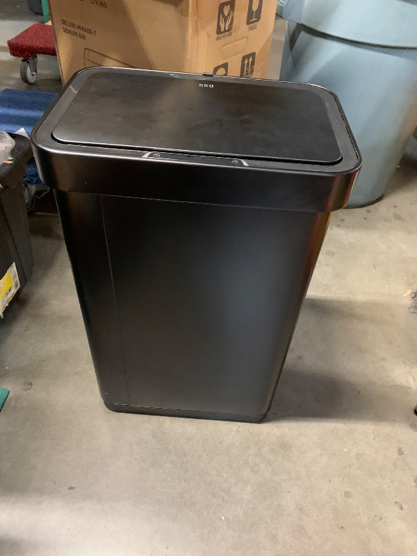 Photo 1 of *** FACTORY SEALED***EKO Deluxe Mirage-T 50 Liter / 13.2 Gallon Touchless Rectangular Motion Sensor Trash Can, Matte Black Stainless Steel Finish