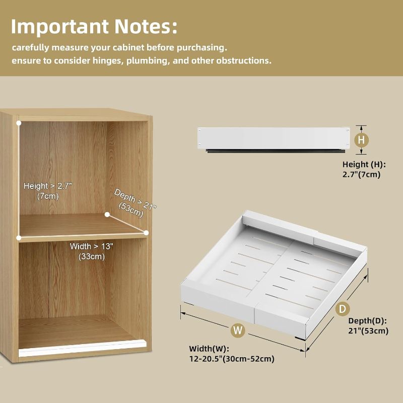 Photo 1 of *** FACTORY SEALED***Maywise 4-Pack Expandable Pull Out Drawer Organizer, 21" Deep Cabinet Organizer for Kitchen Cabinets with Raising Pad for Framed Cabinets, Adhesive Drawers for Bathroom Bedroom Pantry, 12"-20.5" W