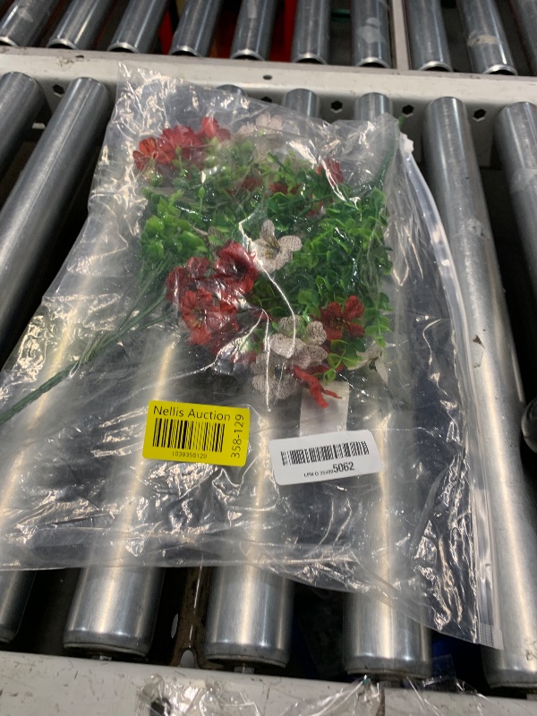 Photo 1 of ***(STOCK PHOTO FOR REFERENCE ONLY/ 2 BUNDLE SET)***INXUGAO Artificial Fake Plants Flowers for Outdoor Spring Summer Decor, 2 Bundles Faux Silk Daisy for Planter Pot Colorful UV Resistant Look Real for Front Door Porch Patio Outside Yard(Red White)