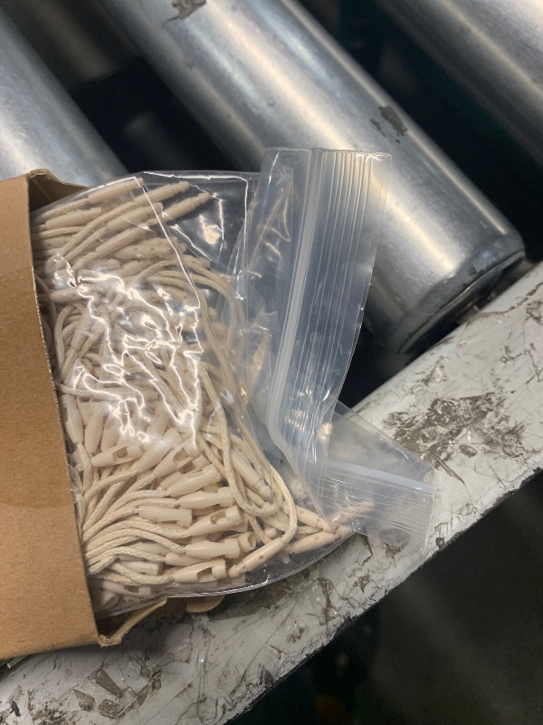 Photo 1 of MECCANIXITY Polyester Rope Hang Tag String Snap Lock Pins Loop Price Tag, Fastener Plastic Tags Ties 190mm/7.48 Inch Length,1mm/0.04 Inch Dia,Pack of 100,Beige