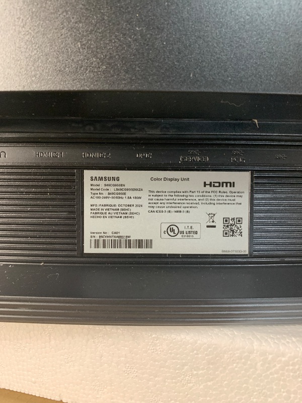 Photo 1 of ***PARTS ONLY***
SAMSUNG 49" Odyssey G9 (G95C) Series DQHD 1000R Curved Gaming Monitor