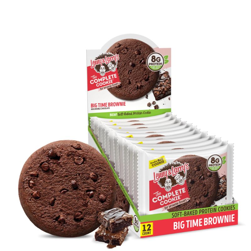 Photo 1 of ***(EXP:JULY 23, 2025***Lenny & Larry's The Complete Cookie, Big Time Brownie, Soft Baked, 8g Plant Protein, Vegan, Non-GMO, 2 Ounce Cookie (BOX OF 6-12CT)