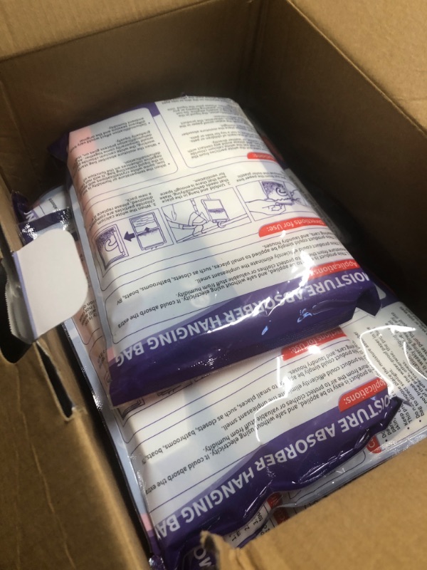 Photo 1 of (Missing pieces) Vacplus Moisture Absorbers, Hanging Closet Dehumidifier Bags, Humidity Packs, Desiccant, Closet Dehumidifiers with Lavender Fragrance, 10 Pack, 9.8 OZ
