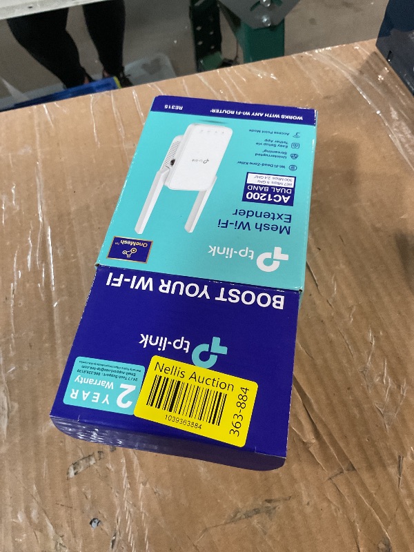Photo 1 of TP-Link AC1200 WiFi Extender, 2025 Wirecutter Best WiFi Extender, 1.2Gbps home signal booster, Dual Band 5GHz/2.4GHz, Up to 1600 Sq.ft and 32 Devices, EasyMesh Compatible, One Ethernet Port (RE315)