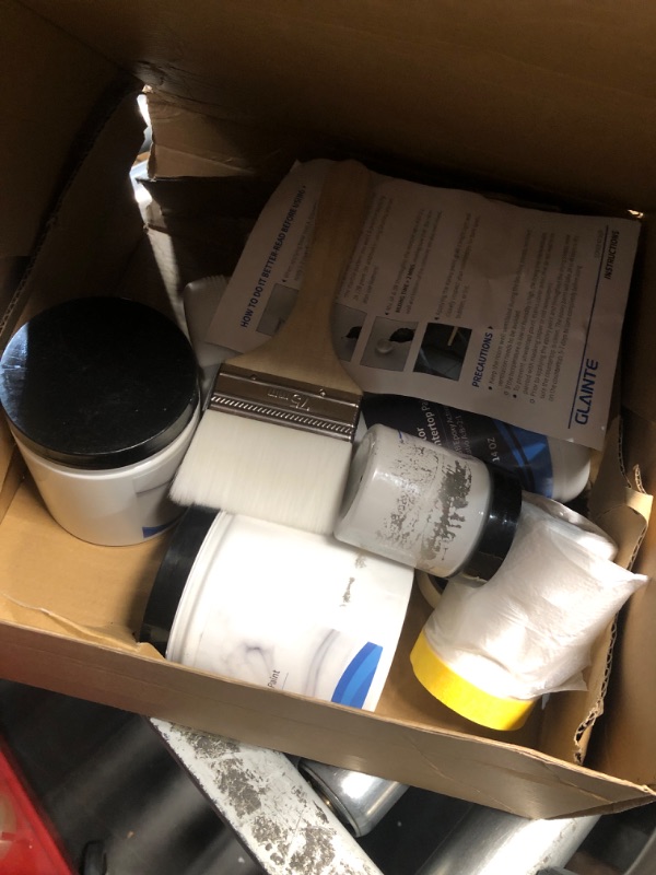 Photo 1 of ***(MISSING PARTS/ NOT A COMPLETE SET)***
GLAINTE White Marble Countertop Paint Kit - Epoxy Countertop Refinishing Kit, Kitchen Bathroom Coating For Marble, Granite, Formica, Laminate Cover 35-40 Sq.Ft