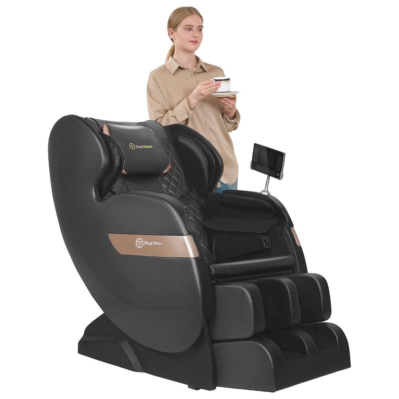 Photo 1 of Real Relax 2025 Full Body Massage Chair of Dual-core S Track,Shiatsu Massage Recliner of Zero Gravity with APP and LCD Control,Lower Back and Calf Heating,Bluetooth,Home or Office Use,Blue and Khaki