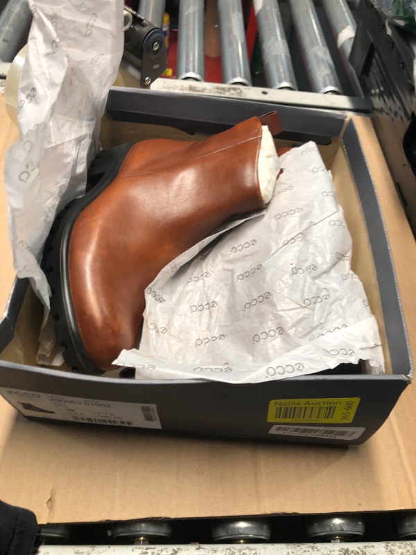 Photo 1 of (7-7. 5) (USED/FAIR) ECCO Women's MODTRAY Hydromax Water-Resistant Ankle Boot, Cognac, 7-7. 5