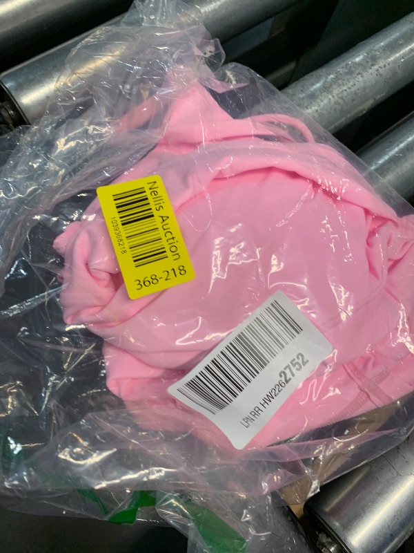 Photo 1 of (LARGE) (USED/FAIR) ABOCIW Workout Sets for Women Twist Front Sports Bra High Waist Scrunch Butt Biker Shorts 2 Piece Gym Sets Light Pink Large