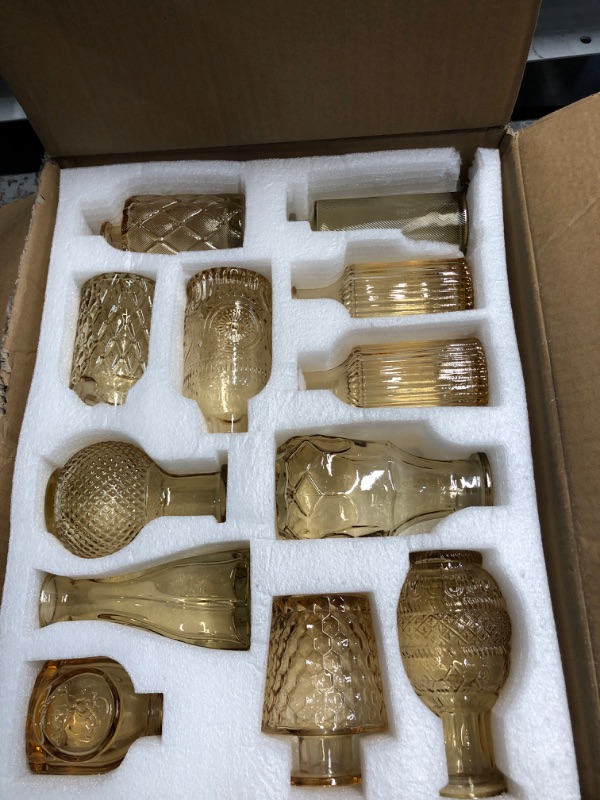 Photo 1 of ***ONLY 12 OF 24***

TBWIND Glass Bud Vase Set of 24, Small Amber Flower Vases for Centerpieces in Bulk, Mini Vintage Vase for Wedding Decor, and Home Table Décor