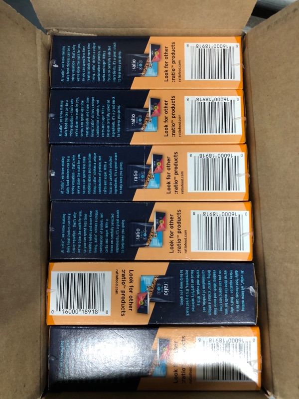 Photo 1 of *** non returnable***
(6  IN THE BOX) ***exp 18-JUL-2025***
Ratio Chewy Protein Bar, Peanut Butter Almond, 11g Protein, Keto Friendly, 5.64 oz (4 Bars)