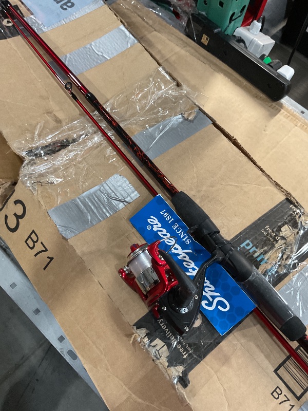 Photo 1 of (Sold for parts)(see images) Shakespeare 1423944 Navigator Spincast Combo, 6' Length, 2Piece, 6-12 Line Rate, Medium Power, Ambidextrous, Blue & Red