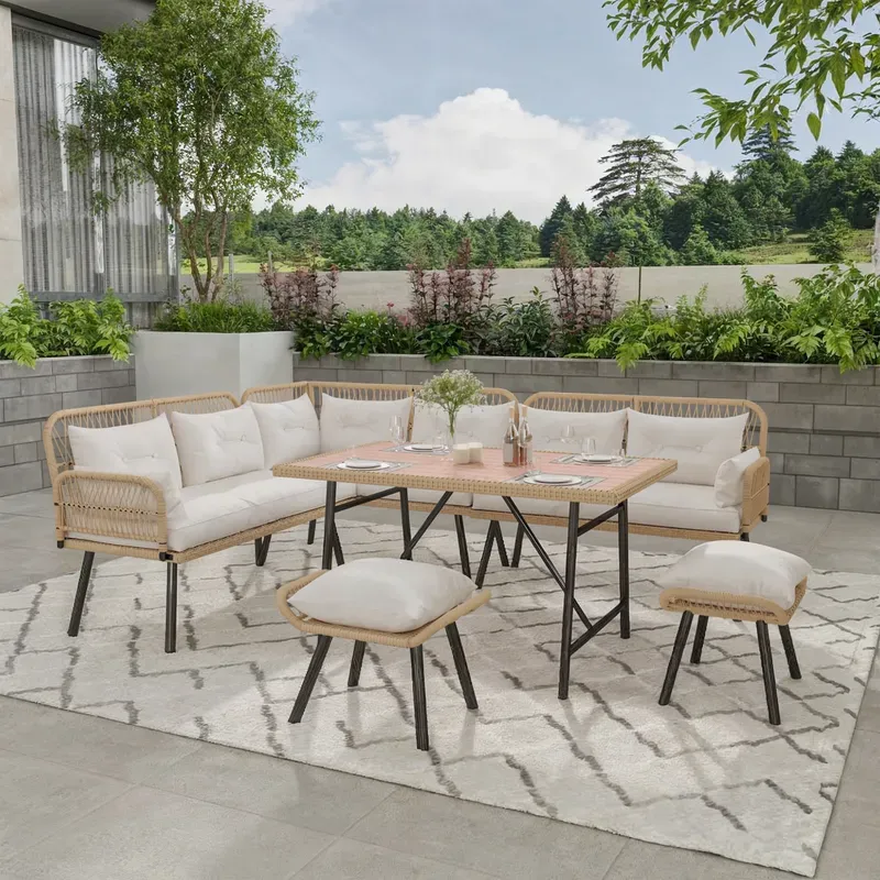 Photo 1 of **picture for reference***
L-Shaped Sectional Patio Conversation Set with Table and Chairs
