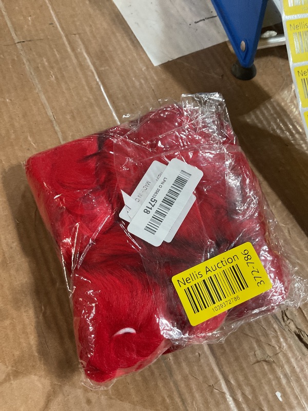 Photo 1 of 12 Pieces Faux Fur Pom Pom Balls Fur Fluffy Pompom Ball with Elastic Loop for Hats Shoes Scarves Gloves Scarves Bag Key Chain Charms Accessories (Bright Red)