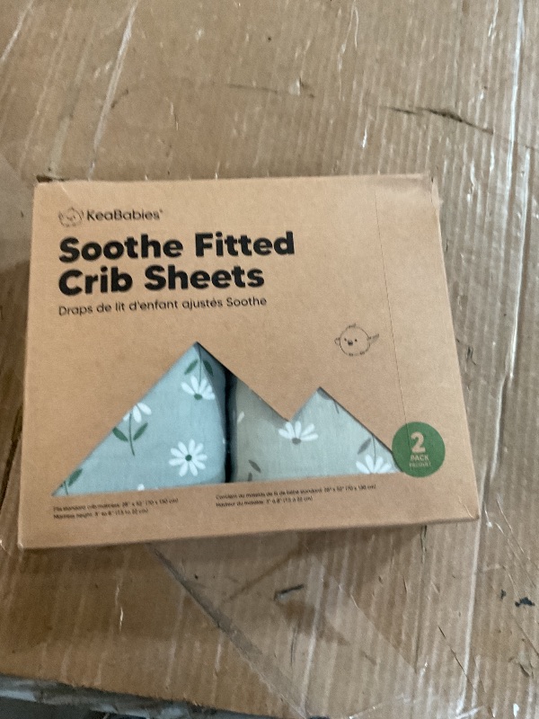 Photo 1 of (TWO GREEN) (USED/FAIR) KeaBabies 2-Pack Organic Crib Sheets for Boys, Girls - 52x28 Fitted Crib Mattress Sheet Neutral, Breathable Jersey Cotton Cover for Baby Bed, Toddler Mattress, Soft & Cute Prints (Daisies)