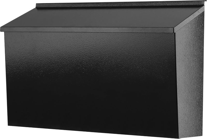 Photo 1 of (USED/FAIR) KYODOLED Wall-Mount Mailbox for House,Large Capacity Mail Box,Galvanized Steel Rust-Proof Metal Post Box,Mailboxes for Outside,15.7"x9.9"x4.9" Black
