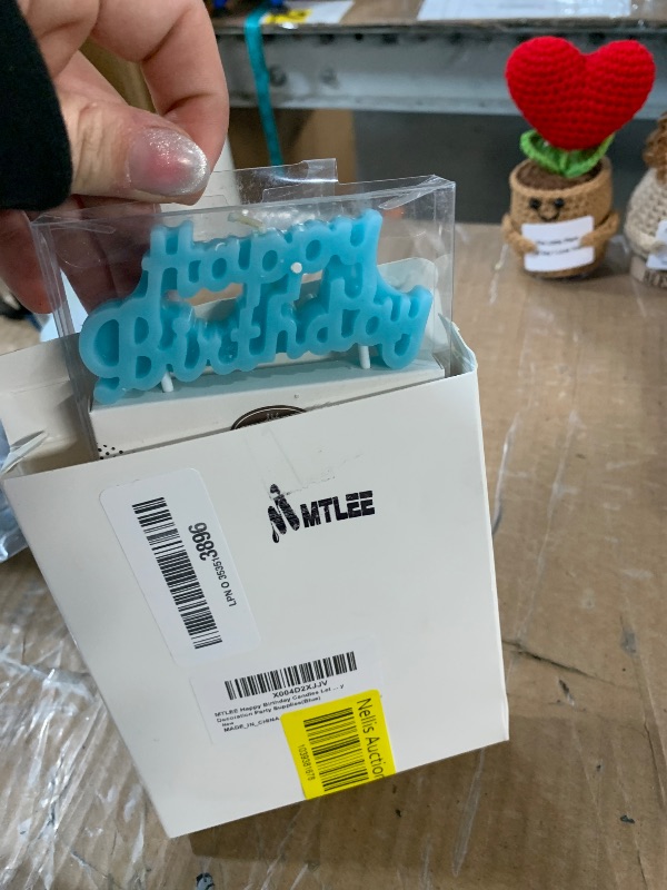 Photo 1 of MTLEE Happy Birthday Candles Letter Cake Topper with 10 Pcs 2.95 Inch Short Thin Spiral Candles for Cake Topper Birthday Decoration Party Supplies(Blue)