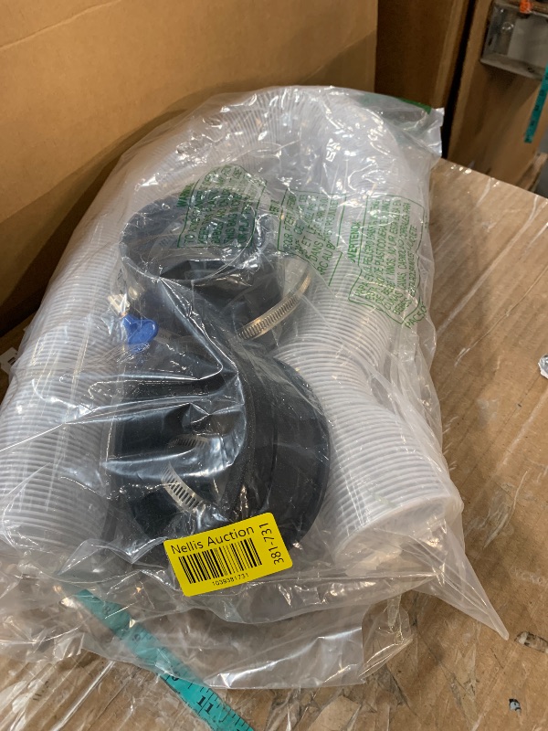 Photo 1 of 2-1/2 x10 ft PVC Dust Collection Hose with 2 Steel Hose Clamps 4" to 2-1/2" Cone Reducer & 4 in Dust Collection Flex Cuff with 2 Adjustable Turn Key Thumb Clamps for Debris Collection System