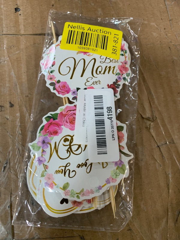 Photo 1 of 12 Pcs Happy Mothers Day Cupcake Topper, Flower Gold Foil Shape Mother's Day Cake Picks, Best Mom Ever Love You Mom Mother's Day Cake Sticks, Mom Cake Decorations for Mothers Day Party