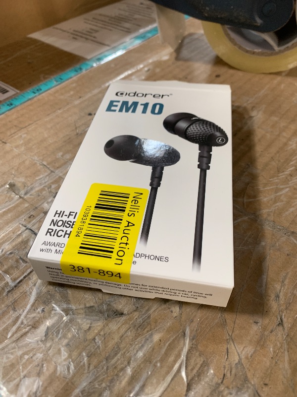 Photo 1 of Adorer Wired Earphones, EM10 Powerful Bass in Ear Headphones with Microphone and Volume Control, Noise Isolating Earphones - Black