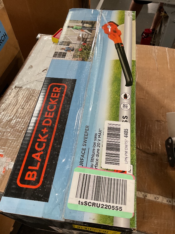 Photo 1 of *BATTERY DOES NOT WORK* BLACK+DECKER 20V MAX Cordless Leaf Blower, Lawn Sweeper, 130 mph Air Speed, Lightweight Design, Battery and Charger Included (LSW221)