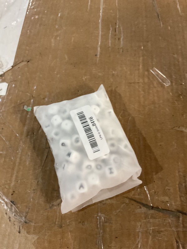 Photo 1 of (Missing letters) Melius 110Pcs Silicone Letter Beads 12mm A-Z (Extra for Vowel Letter) Even and Accurate Square Letters Beads for Bracelet Stethers Key Chains Necklace Lanyards (White)