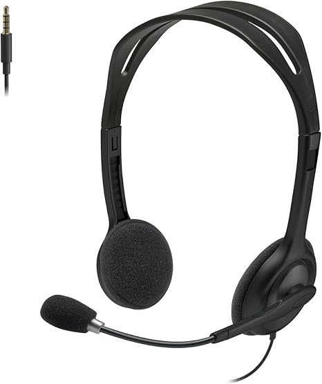 Photo 1 of Logitech H111 Wired Headset, Stereo Headphones with Noise-Cancelling Microphone, 3.5 mm Audio Jack, PC/Mac/Laptop/Smartphone/Tablet - Black