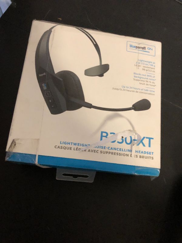 Photo 1 of BlueParrott B350-XT Mono Bluetooth Wireless Headphones 96% Noise Canceling Over Head Trucker Headset with Mic, Adjustable Lightweight Headband, IP54-Rated Protection, 24 hrs. Talk Time, Black