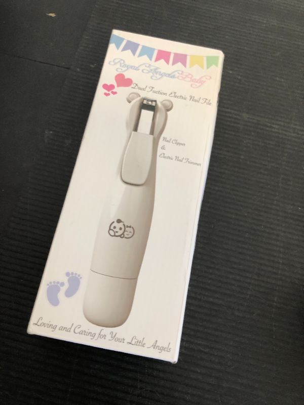 Photo 1 of Royal Angels Rechargeable Baby Nail Clippers 20 in 1, Safe Electric Nail Trimmer, Baby Nail Kit, Additional Replacements, Newborn Toddler Toes and Fingernails, Trim and Polish (Rechargeable, Snow)