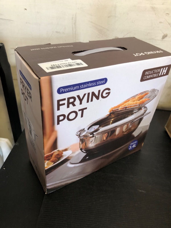Photo 1 of KYACHITOS 3.4L Deep Fryer Pot, Japanese Style 304 Stainless Steel Deep Fryer for Oil Recycling, Deep Fryer Pot with Temperature Gauge