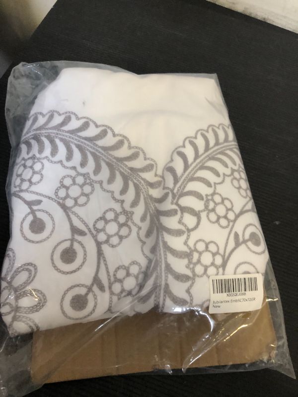 Photo 1 of Jubilantex Grey and White Embroidered Shower Curtain Fabric for Bathroom, Farmhouse Boho Floral Rustic Chic Decorative Waterproof Bath Room Shower Curtain for Spa Hotel, 70x72 Inches, Gray
