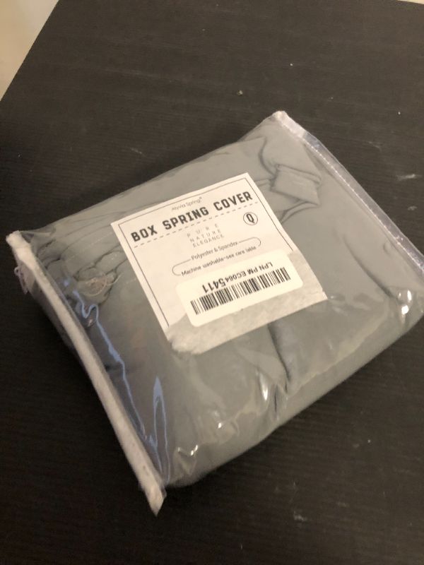Photo 1 of Box Spring Cover Queen/Cal Queen Size - Jersey Knit & Stretchy Wrap Around 4 Sides, Alternative for Bed Skirt, Gray
