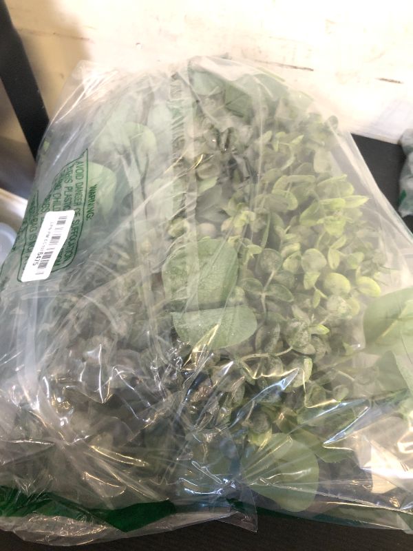 Photo 1 of 8.3' Long Faux Eucalyptus Greenery Garland - Silver Dollar Eucalyptus for Wedding Arch, Swag, Backdrop, Doorways, Mantel, Table Runner - Indoor/Outdoor