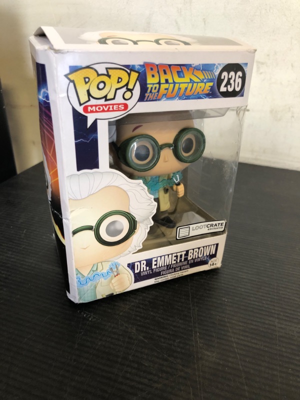 Photo 1 of October 2015 Time Travel Exclusive Funko Pop #236 Back To The Future Dr. Emmet Brown Figurine