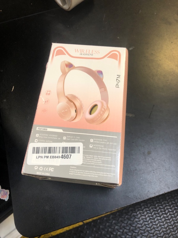 Photo 1 of Kids Headphones, Cat Ear LED Light Up Bluetooth 5.0 Foldable Wireless Gaming Headset for Kids Adult, Comfortable Built-in Mic Noise Cancelling Over Ear Headphones(Pink)