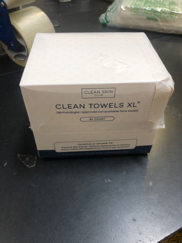 Photo 1 of Clean Skin Club Clean Towels XL™, 100% USDA Biobased Face Towel, Disposable Face Towelette, Eczema Association Accepted, Makeup Remover Dry Wipes, Ultra Soft, 50 Ct, 1 Pack