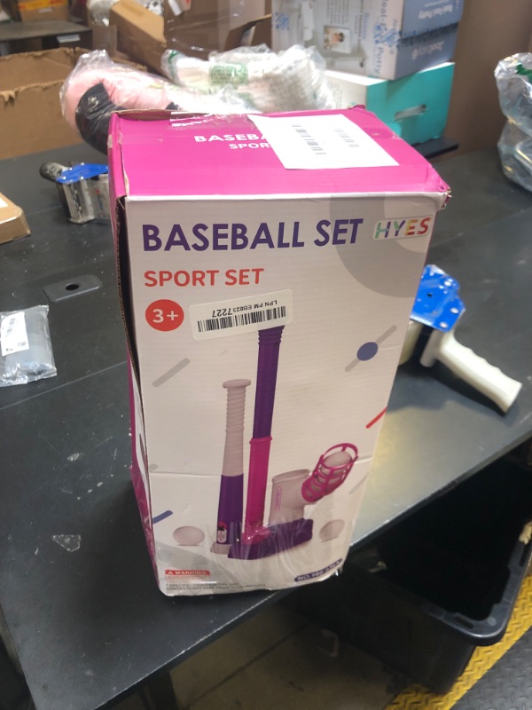 Photo 1 of HYES T Ball Sets for Kids 3-5, Tee Ball Set with Step on Pitching Machine/Adjustable Batting Tee/Retractable Baseball Bat/8 Balls, Outdoor Sport Toy Games for Girls Toddlers