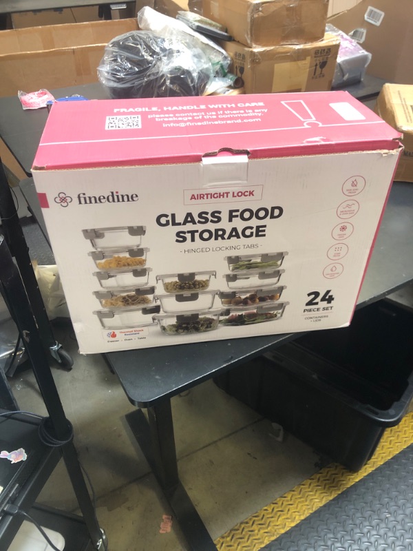 Photo 1 of FineDine 24 Piece Glass Storage Containers with Lids - Airtight, Leak Proof, Dishwasher Safe, Glass Tupper Ware Sets with Lids, Food Storage Containers, Meal Prep Containers, Gray