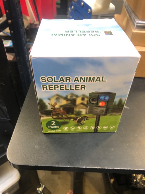 Photo 1 of 2 Packs Solar Animal Repeller Ultrasonic, Cat Repellent Outdoor with USB Recharging, Waterproof Ultrasonic Deer Repellent Motion Activated Repel Dog, Squirrel, Deer, Raccoon, Skunk, Rabbit