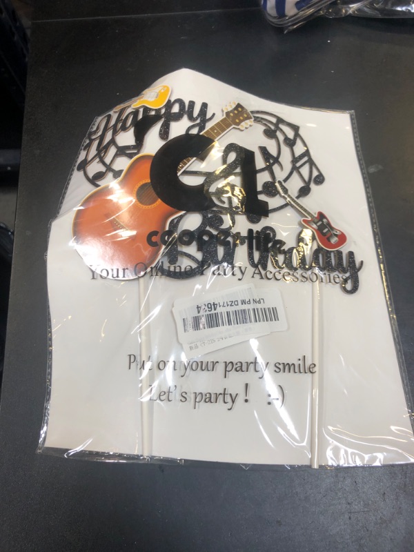 Photo 1 of Guitar Happy Birthday Cake Topper Guitar Birthday Party Decoration Musci Note Rock Guitar Theme Cake Topper Decoration for Music Guitar Themed Birthday Baby Shower Supplies