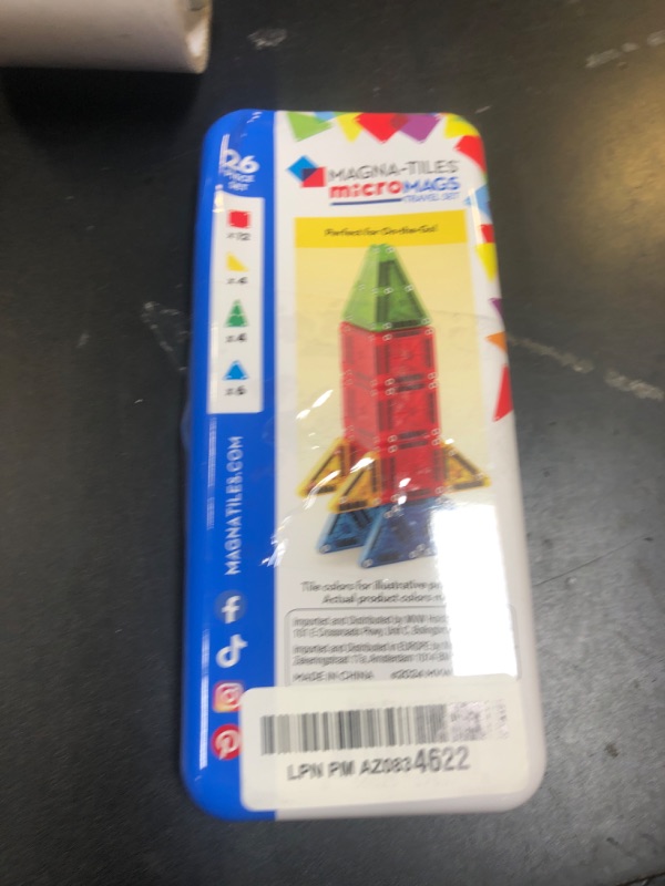 Photo 1 of MAGNA-TILES microMAGS 26-Piece Travel Magnetic Construction Set – Bold Colors, The Original Magnetic Building Brand
