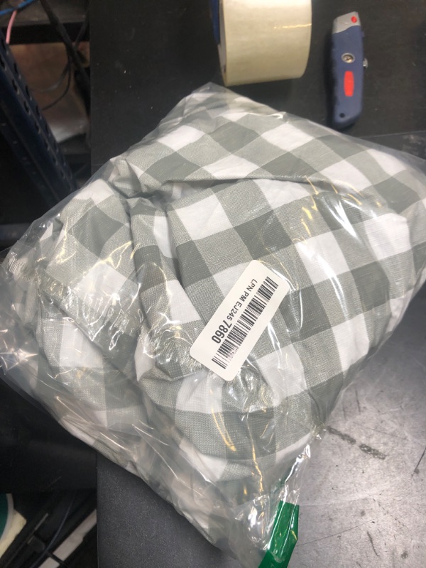 Photo 1 of Fitable Round Vinyl Fitted Table Cover - Waterproof Checkered Elastic Edged Tablecloth Flannel Backed Wipeable Table Cloth for Spring/Summer Picnic Party, Silver/White (Fit for 45"-56" Round Tables)
