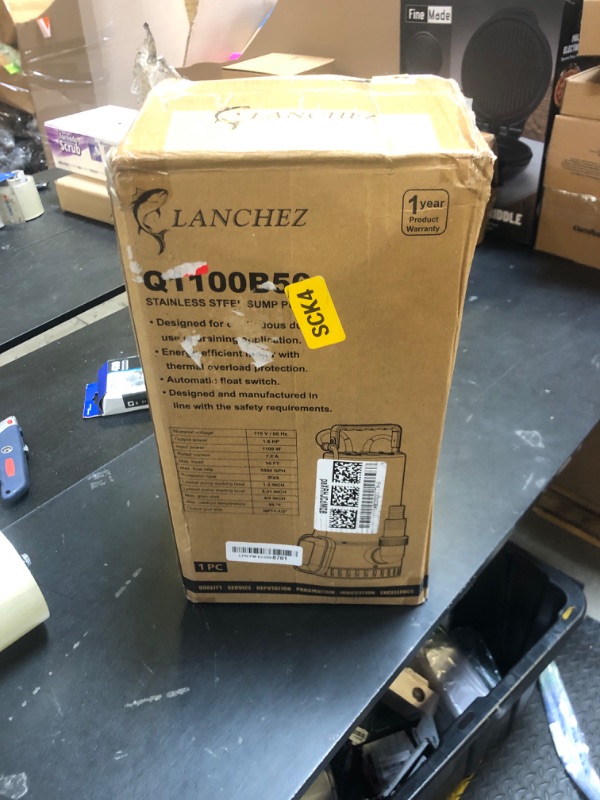 Photo 1 of LANCHEZ 1.6 HP Stainless Steel Submersible Water Pump 5500GPH High Flow with Float Switch Long Cord, Sump Pump for Quick Water Removal from Swimming Pool Flooded Basement Pit Sewage Sink Pool Tub