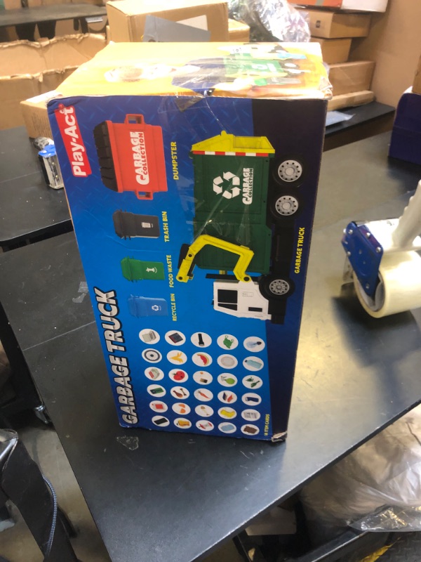 Photo 1 of JOYIN Large Friction Powered Garbage Truck Toy Set, Includes Dumpster, Trash Bins, and Learning Cards for Kids